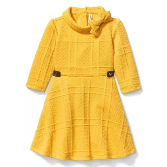 Janie and Jack 2T Marigold Yellow Quilted Jacquard Dress - Picture 3 of 5
